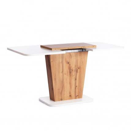 Стол обеденный ГЕНТ ЛДСП, 110-145кс68,6кс75,5 см, Дуб вотан/Белый / GENT 110-145x68,6x75,5_5