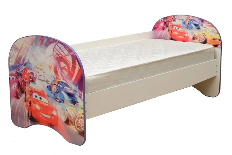 Кровать детская с фотопечатью без ящика 700*1400 Тачки_0