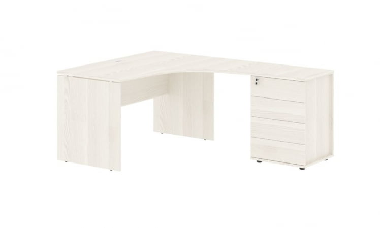 Стол эргономичный с тумбой правый ЕДИС ЕДCЕТ 1318 Р Ясень Траун Белый / EDIS EDCET R_0