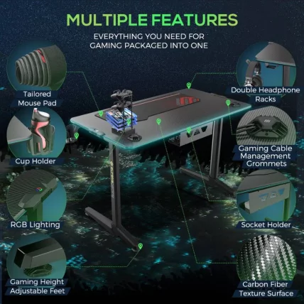 Геймерский стол с РГБ подсветкой Еурека ГИП 44 / RGB Eureka GIP_4