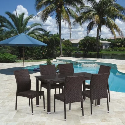 Обеденный комплект плетеной мебели из искусственного ротанга Т256А/ЙC380А-В53 Бровн 6Пcс + подушки на стульях / T256A/YC380A-W53 Brown 6Pcs_0