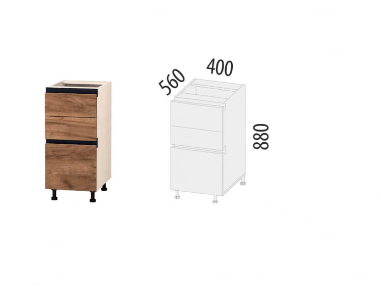 Напольный шкаф (3 ящика с метабоксами) Дакота 103.59_1