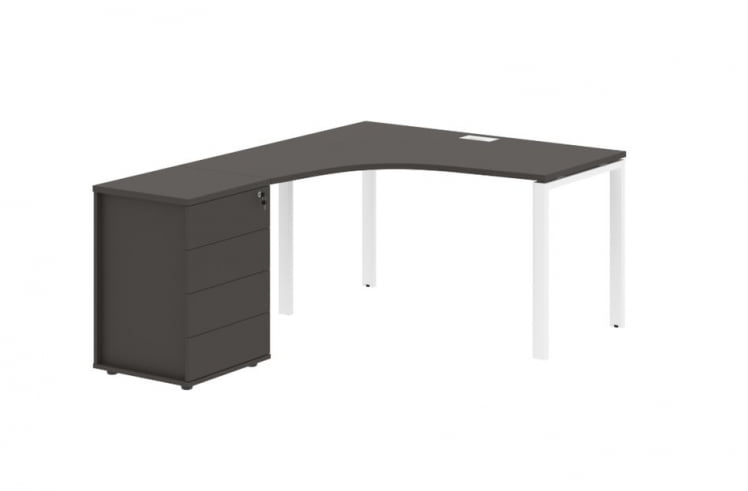 Стол эргономичный с тумбой левый ЕДИС ЕУCЕТ 1318 Л Мокко Белый / EDIS EUCET L_0