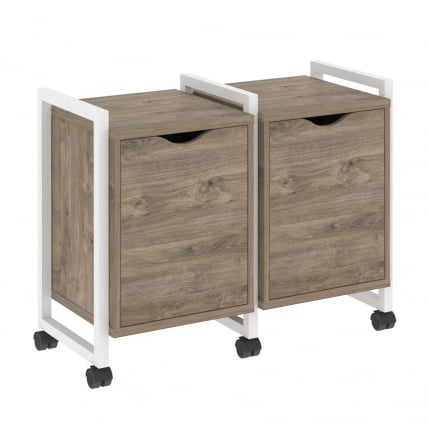 Тумба на колесных опорах наборная. Вариант №2 ЛОФТ ВР.Л-ТН-2.К Металл белый Тиквуд темный / LOFT VR.L-TN-2.K_0