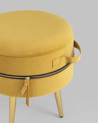 Пуф Тильда с ящиком велюр Охра_3