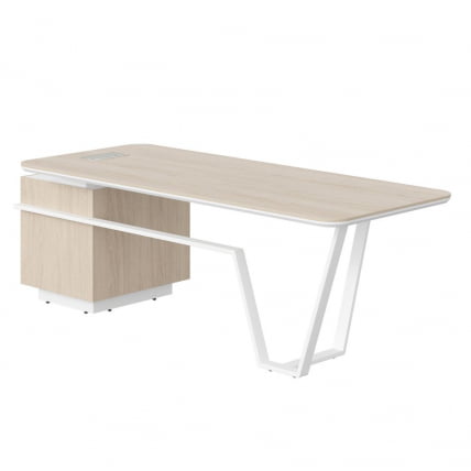Стол руководителя правый Лине СФ-571101.1 Дуб светлый Белый / Line_1