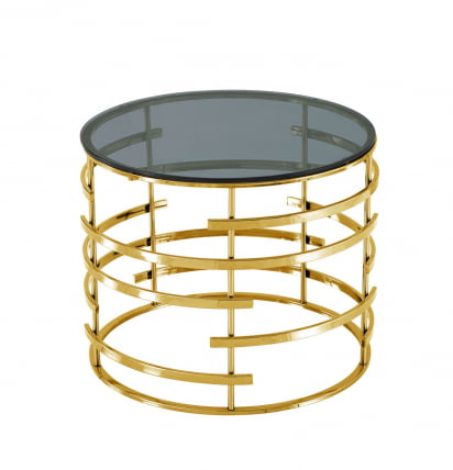 Журнальный столик Инфлюэнс 60*60 стекло смоке сталь Золото / smoke_0