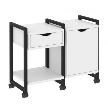 Тумба на колесных опорах наборная. Вариант №3 ЛОФТ ВР.Л-ТН-3.К Металл черный Белый Бриллиант / LOFT VR.L-TN-3.K_0