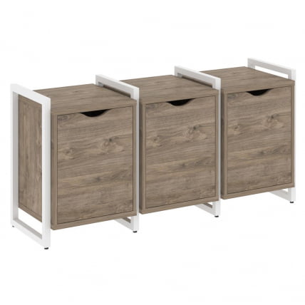 Тумба на регулируемых опорах наборная. Вариант №5 ЛОФТ ВР.Л-ТН-5.О Металл белый Тиквуд темный / LOFT VR.L-TN-5.O_0