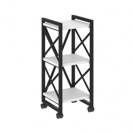 Стеллаж на колесных опорах - 3 полки ЛОФТ  ВР.Л-МСТ.К-3.4 Металл черный Белый Бриллиант / LOFT VR.L-MST.K-3.4_0
