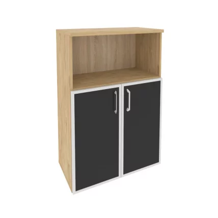 Шкаф средний широкий ОНИКС О.СТ-2.2Р блаcк Тиквуд Светлый / ONIX O.ST-2.2R black_0