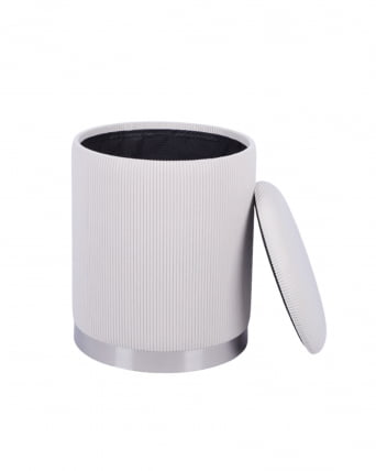 Пуф Эмили с ящиком серебро вельвет молочный_3