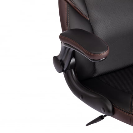 Кресло офисное БАЗУКА кож/зам, черный/черный перфорированный/коричневый, 36-6/36-6/06/36-36 / BAZUKA_7