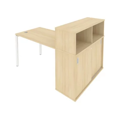 Рабочая станция с опорным шкафом-купе Метал Сйстем Б.РС-СШК-3.2 Акация/Белый / Metal System_0