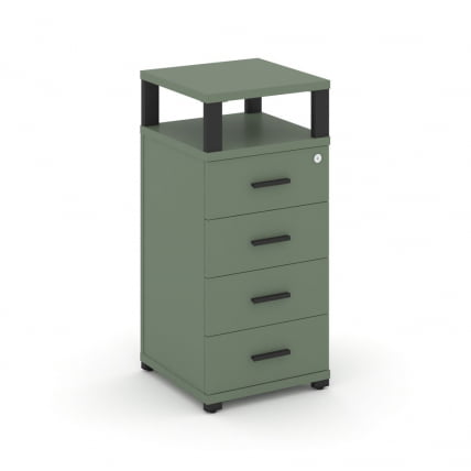 Тумба приставная с 4-мя ящиками и надставкой CОНCЕПТ CН.ТУО-003 Б/В Кобо Белый бриллиант Черный / CONCEPT CN.TUO-003 B/W_0