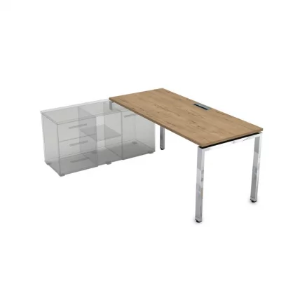 Стол рабочий, прямолинейный три опоры, левый ГЛОСС ЛИНЕ НСТЛ-П.975 Теаквоод / GLOSS LINE Teakwood_0