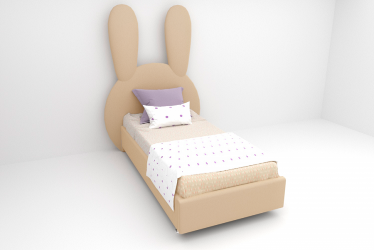 Детская кровать &куот;Зайка&куот; с ортопедическим основанием Цвет фасада: Бежевый; Цвет корпуса: Бежевый; Материал фасада: Искусственная кожа; Размер: 1200х2000 мм; Спальное место: 1200х2000 мм / "Зайка"_0