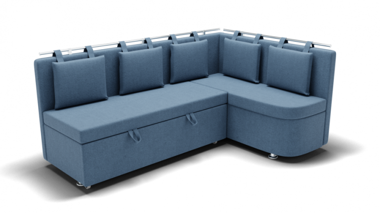 Кухонный диван Париж-1 угол левый/правый (ЗР) Цвет фасада: Голубой; Тип: Левый/правый; Материал фасада: Металл/Велюр_0