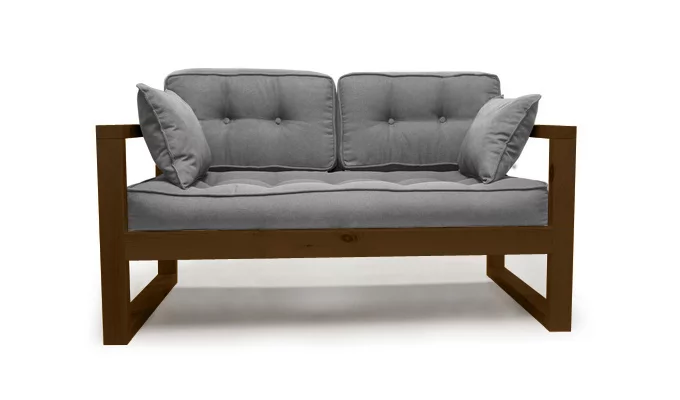 Диван двухместный ДЕмоку Д-2 серебристо-серый_темный дуб / DEmoku_0