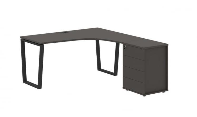 Стол эргономичный с тумбой правый ЕДИС ЕВCЕТ 1518 Р Мокко Черный / EDIS EVCET R_0