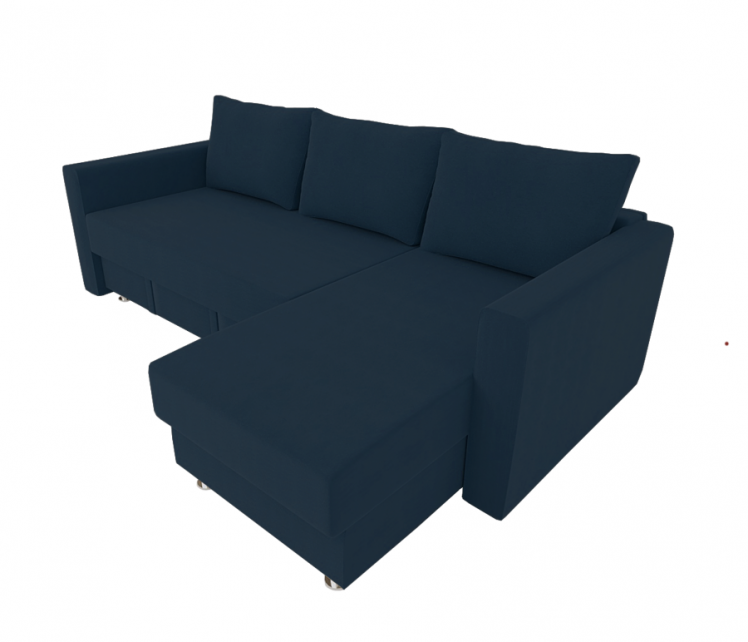 Диван угловой с подлокотниками Мадрид (Берхоусе) Цвет фасада: Синий Велюто 54; Тип: Левый/правый; Материал фасада: Металл/Велюр / (Berhouse)_0