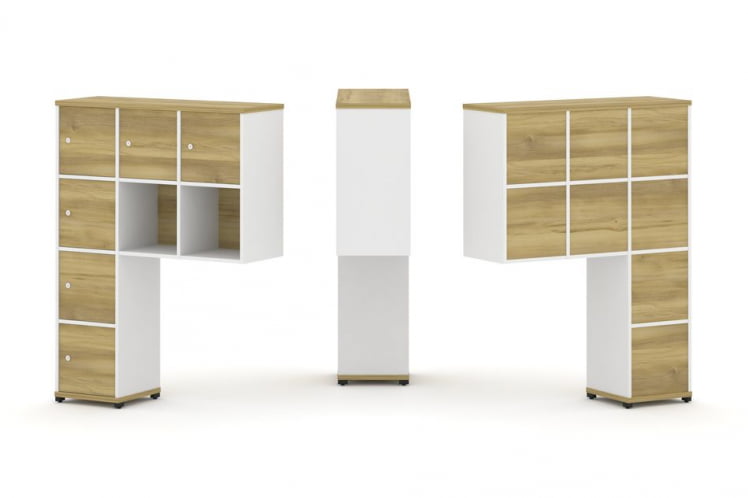 Надставка на стол высокая односторонняя + задняя стенка (8 шт.) + распашной фасад (6 шт.) CОНCЕПТ CН.ОНВ-009 Дуб Винченцо Белый бриллиант Черный металл / CONCEPT CN.ONV-009_0