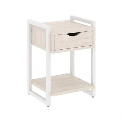 Тумба на регулируемых опорах с ящиком и полкой ЛОФТ ВР.Л-Т1.О Металл белый Денвер светлый / LOFT VR.L-T1.O_0