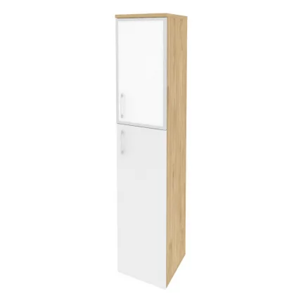 Шкаф высокий узкий правый ОНИКС О.СУ-1.7Р(Р) вхите Тиквуд Светлый/Белый / ONIX O.SU-1.7R(R) white_0