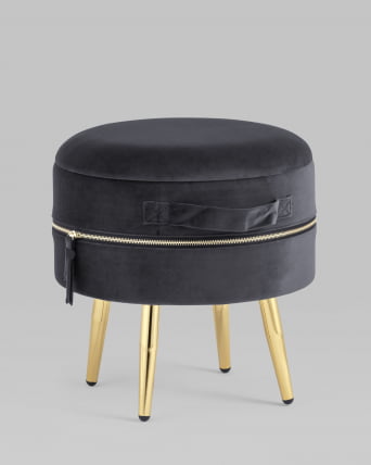 Пуф Тильда с ящиком велюр Антрацит_1