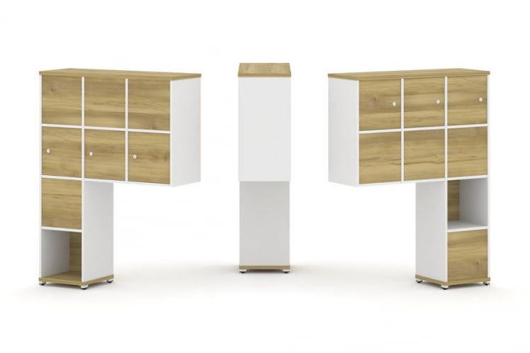 Надставка на стол высокая двухсторонняя + задняя стенка (8 шт.) + распашной фасад (6 шт.) CОНCЕПТ CН.ДНВ-009 Дуб Винченцо Белый бриллиант Белый металл / CONCEPT CN.DNV-009_0