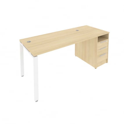 Рабочая станция с опорной тумбой Метал Сйстем Б.РС-СТП -1.3 Акация/Белый / Metal System_0