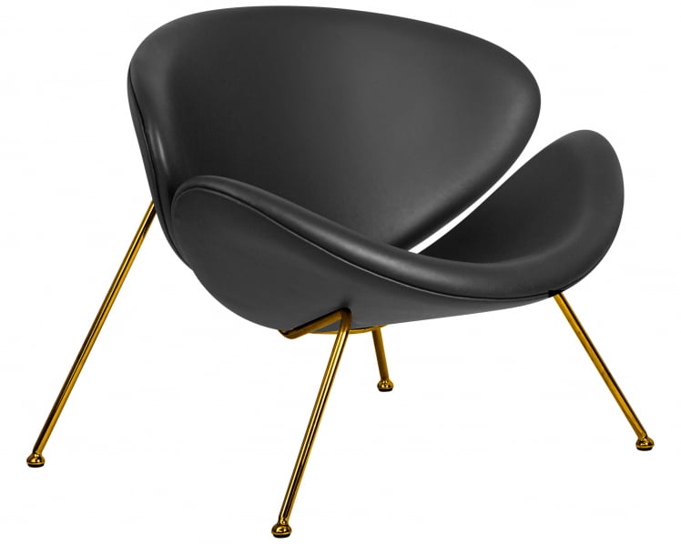 Кресло дизайнерское ДОБРИН ЕМИЛЙ (черный винил ЙП16, золотое основания) / DOBRIN EMILY YP16,_1