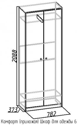 Шкаф для одежды 6 Комфорт Дуб Сонома (прихожая)_1