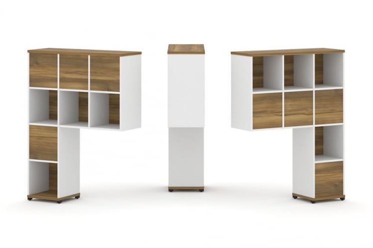 Надставка на стол высокая двухсторонняя + задняя стенка (8 шт.) CОНCЕПТ CН.ДНВ-005 Сандал Янтарный Белый бриллиант Черный металл / CONCEPT CN.DNV-005_0