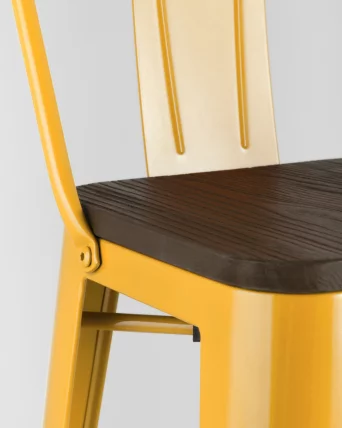 Стул барный Толикс Воод 75.5  со спинкой Желтый / Tolix Wood_7