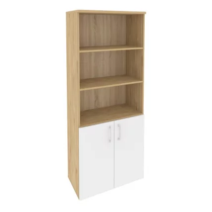 Шкаф высокий широкий (2 низких фасада ЛДСП) ОНИКС О.СТ-1.1 Тиквуд Светлый/Белый / ONIX O.ST-1.1_0