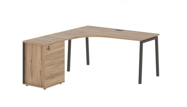 Стол эргономичный с тумбой (левый) ЕДИС ЕЛCЕТ 1518 Л Дуб Денвер светлый Мокко / EDIS ELCET L_0