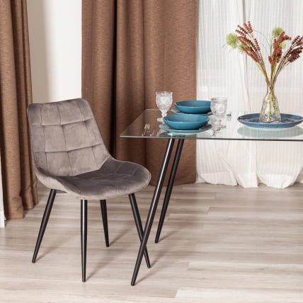 Стул АБРУЗЗО ( мод. 8060 ) металл/вельвет, 52 х 63 х 85 см, светло-серый (ХЛР 24)/черный / ABRUZZO mod. (HLR_9