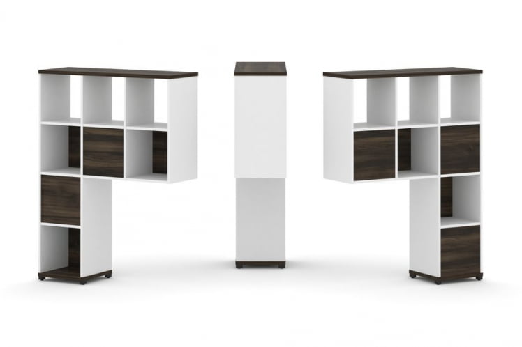 Надставка на стол высокая двухсторонняя + задняя стенка (5 шт.) CОНCЕПТ CН.ДНВ-003 Дуб Мали Белый бриллиант Черный металл / CONCEPT CN.DNV-003_0