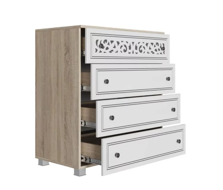 Комод Мадлен 07 Дуб сонома светлый Ясень белый Золото_1