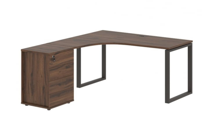 Стол эргономичный с тумбой левый ЕДИС ЕКCЕТ 1518 Л Дуб Денвер темный Мокко / EDIS EQCET L_0