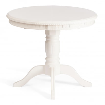 Стол СТЕФАНО круглый бук, мдф, Д90+30кс77см, Иворй вхите / STEFANO D90+30x77см, Ivory white_0