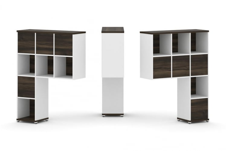 Надставка на стол высокая двухсторонняя + задняя стенка (8 шт.) CОНCЕПТ CН.ДНВ-005 Дуб Мали Белый бриллиант Белый металл / CONCEPT CN.DNV-005_0