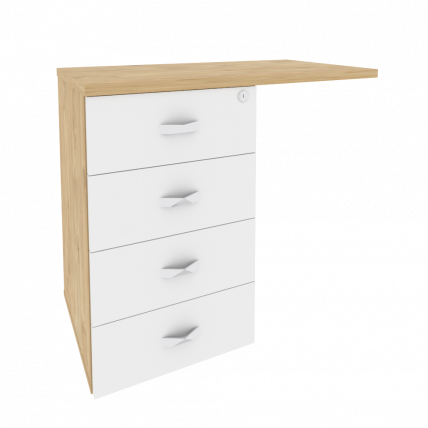 Тумба приставная (универсальная л/пр) ОНИКС О.ТПУ-4 Тиквуд Светлый/Белый / ONIX O.TPU-4_0