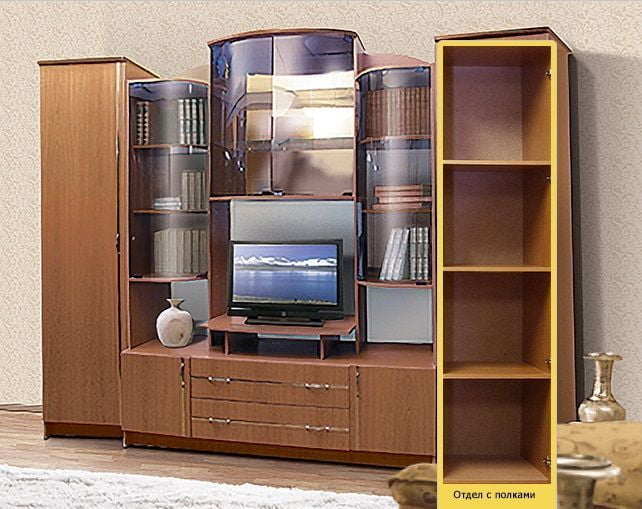 Стенка Александра 6 ЛДСП с молдингом, Вишня Оксфорд_8