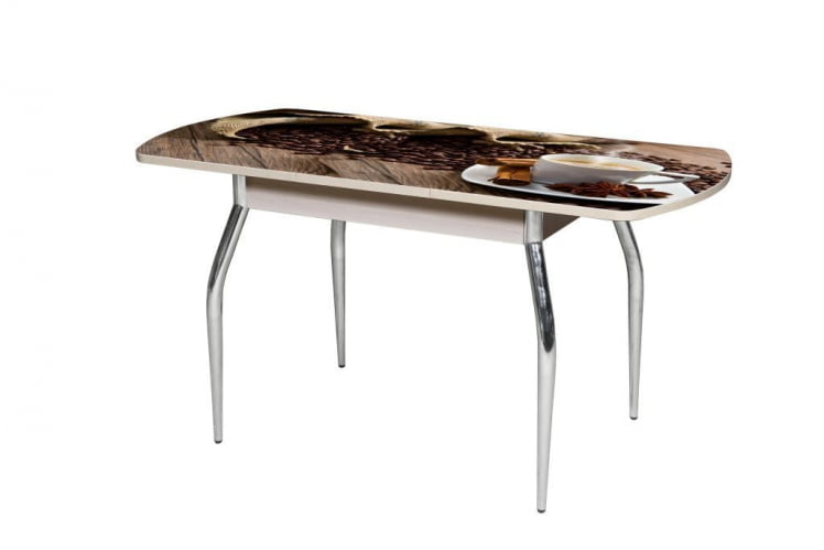 Стол раздвижной 1,45 Грация, СТЕКЛО, опоры изогнутые ХРОМ, Дуб беленый/Р012 / беленый/R012_0