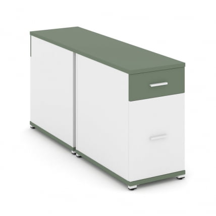 Тумба двухсторонняя опорная приставная с ящиком и распашным фасадом CОНCЕПТ CН.ДТГО-005 Б/В Кобо Белый бриллиант Белый / CONCEPT CN.DTGO-005 B/W_0