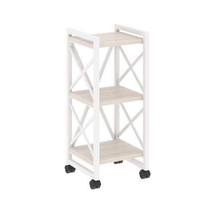Стеллаж на колесных опорах - 3 полки ЛОФТ  ВР.Л-МСТ.К-3.4 Металл белый Денвер светлый / LOFT VR.L-MST.K-3.4_0