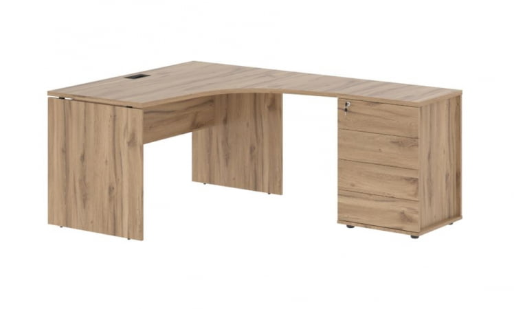 Стол эргономичный с тумбой правый ЕДИС ЕДCЕТ 1518 Р Дуб Денвер светлый Черный / EDIS EDCET R_0