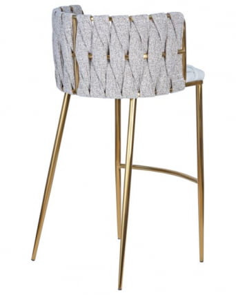 Стул барный ДОБРИН ЕММА ГОЛД (белый ПУ (Т-01), белая ткань (Ф-49)) 4 шт / DOBRIN EMMA GOLD PU (T-01), (F-49))_4